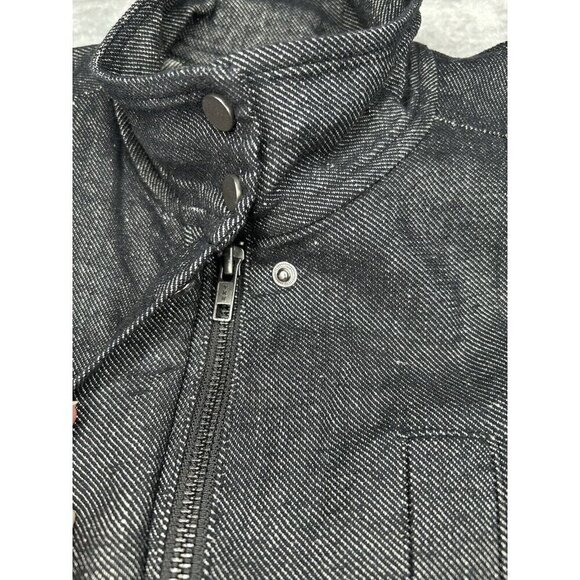 Eileen Fisher Jacket Medium Black Linen Blend Speckled Lightweight Snaps Zip Up - Picture 5 of 11